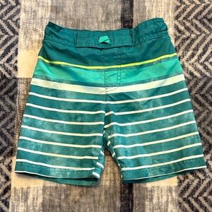 Cat & Jack Teal and White Striped Swim Trunks